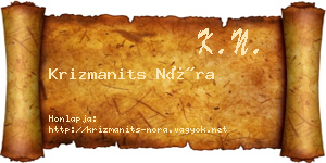 Krizmanits Nóra névjegykártya
