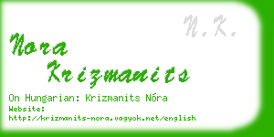 nora krizmanits business card